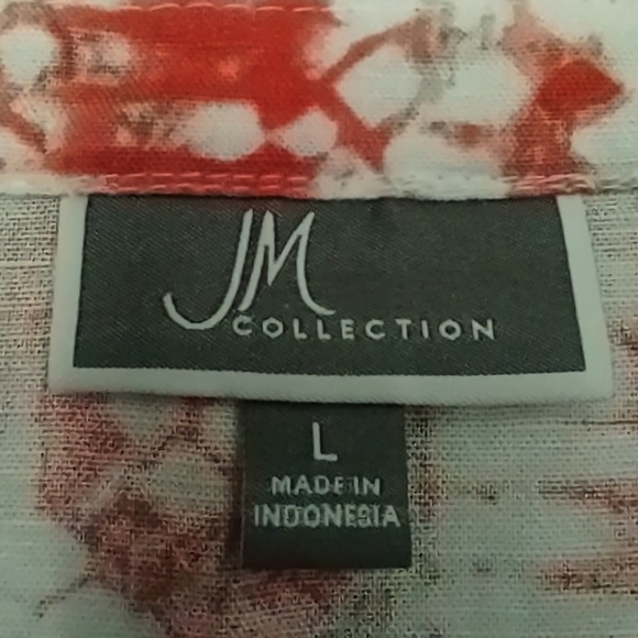 JM Collection Size L Women's Button-up Linen/Rayon blend Hi-Low Top Shirt Blouse - Picture 3 of 10